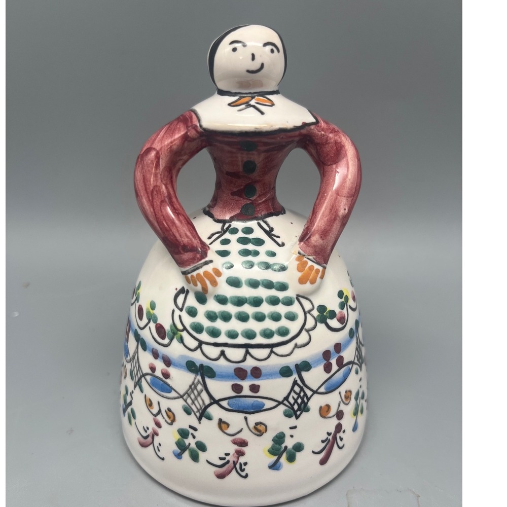Lady‎ Folk Art Dinner Bell ceramic Brazil Dot Cruz family Artisan
